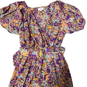Entro women’s dress floral belted elastic waist balloon sleeve